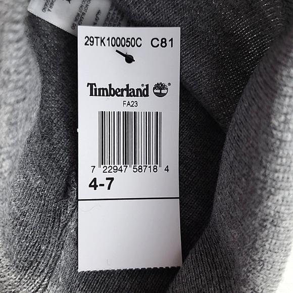 Timberland Youth's Grey Knit Hat & Matching Gloves Touchscreen Set Size 4 - 7 - Picture 4 of 8